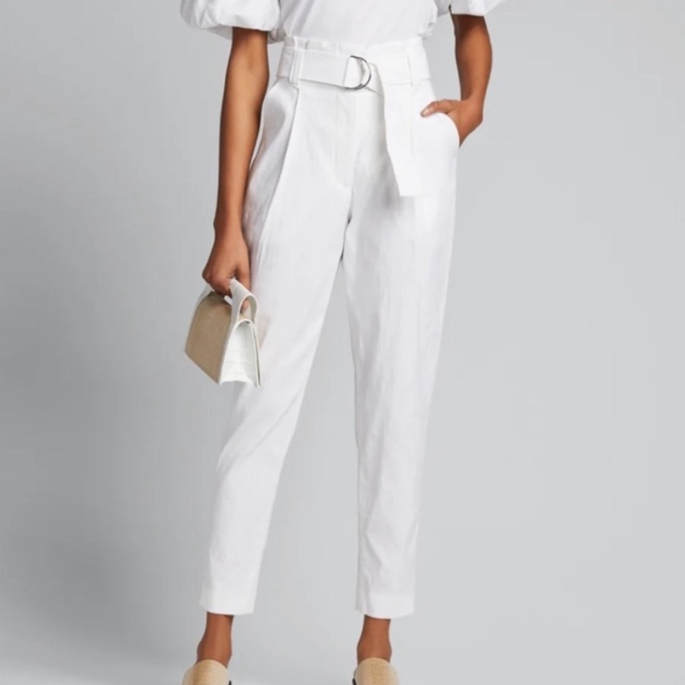 A.L.C Diego High Belted Waist Crop Pants In‎ Gesso